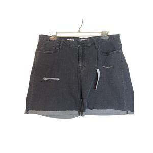 Vigoss Womens Denim Mid Rise Distressed Marley Cut-Off Shorts Size 20W Black